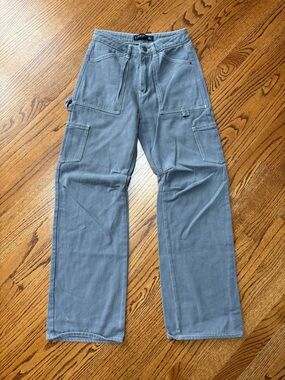 Lioness Miami Vice Women’s Steel Gray Wide Leg Cargo Pants Jeans